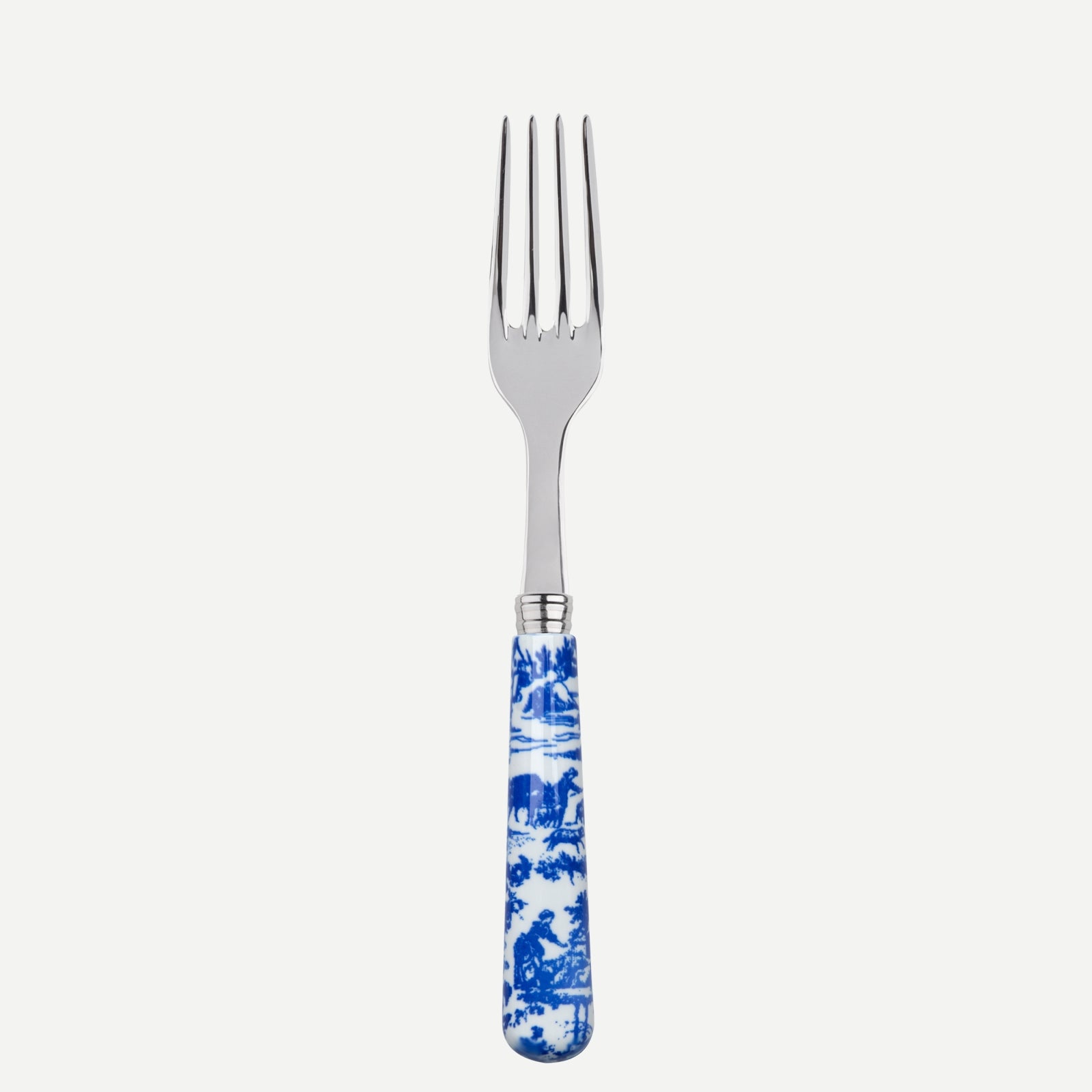 Dinner fork - toile de jouy - Blue
