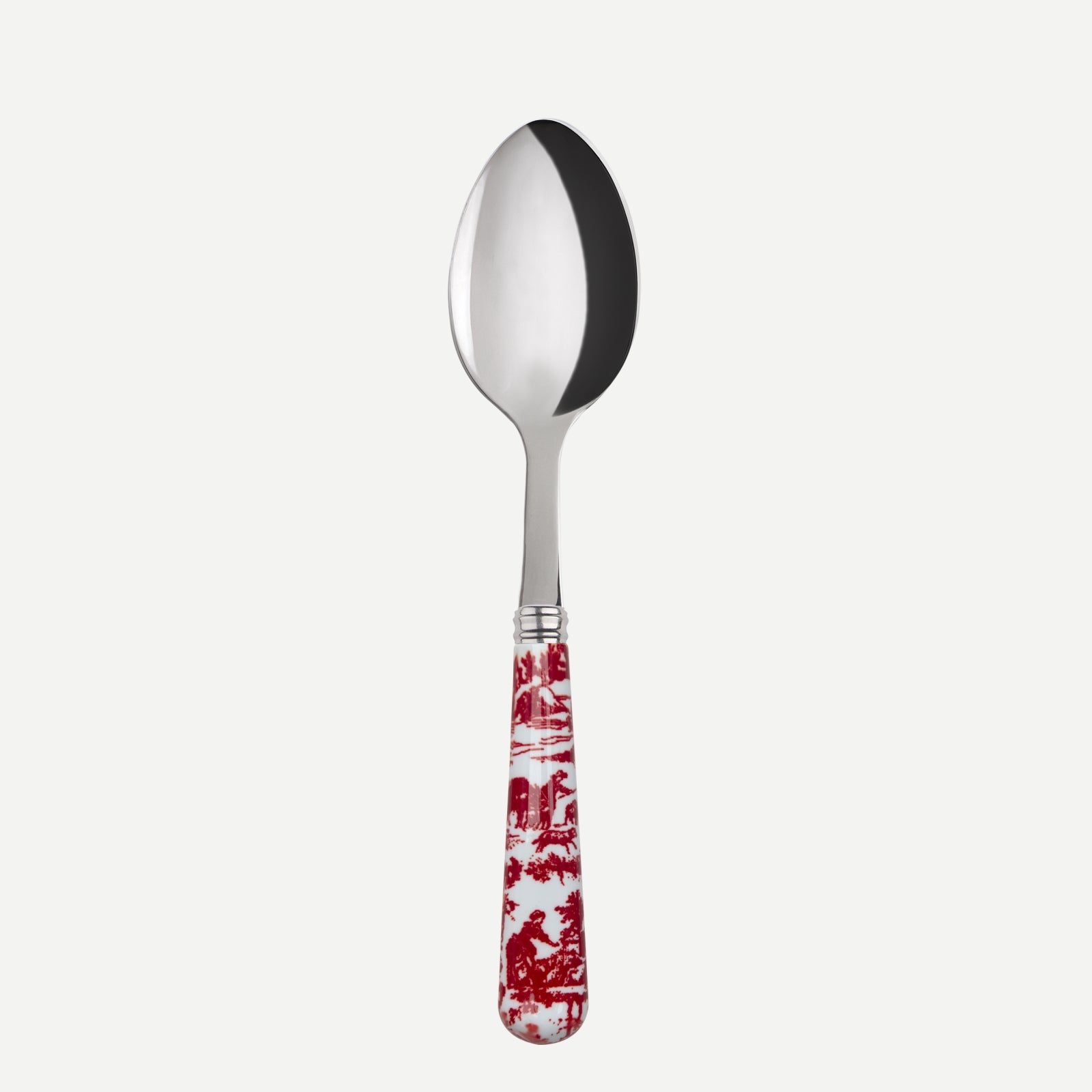 Dessert spoon - toile de jouy - Red