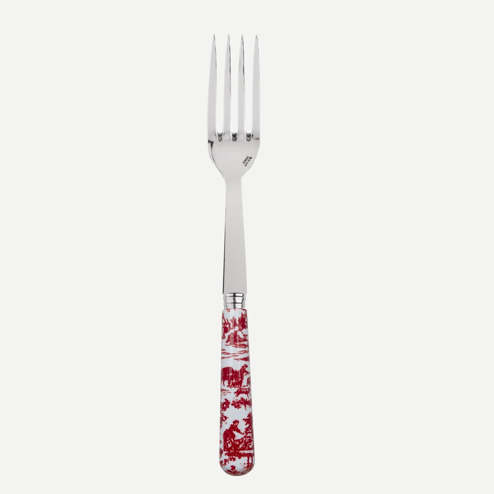 Serving fork - toile de jouy - Red