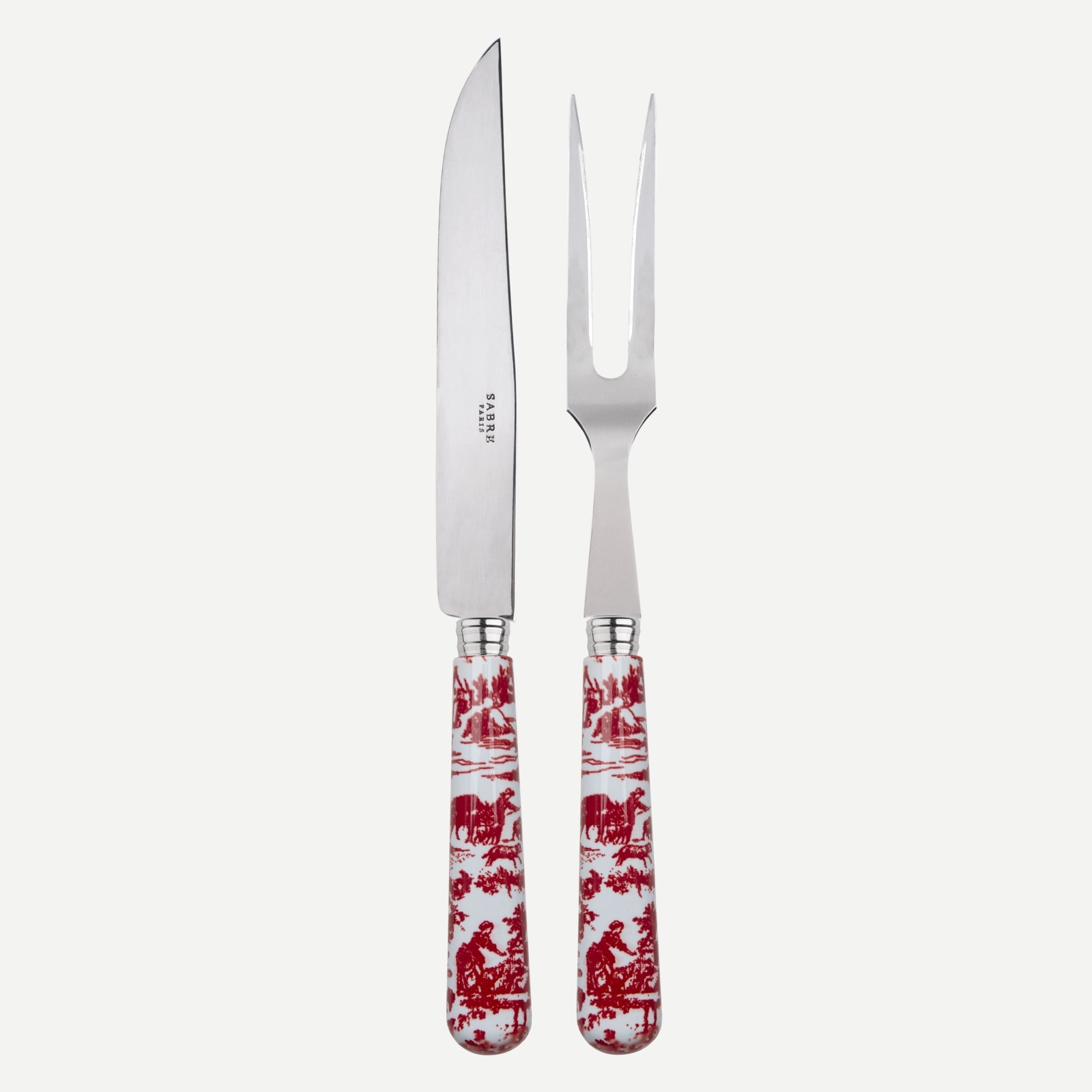 Carving set - toile de jouy - Red