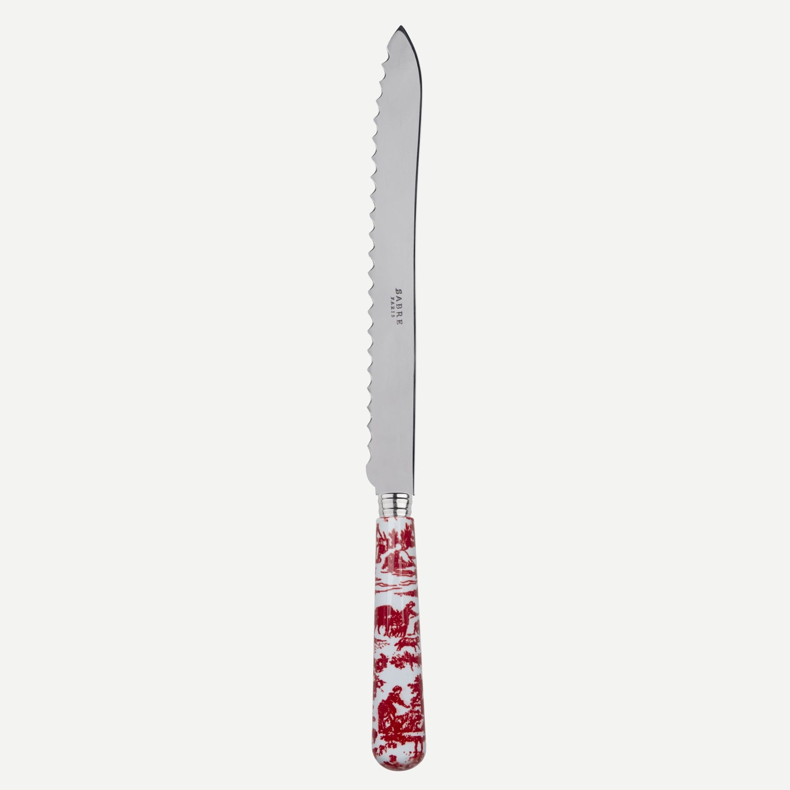 Couteau à pain - Toile de jouy - Rouge