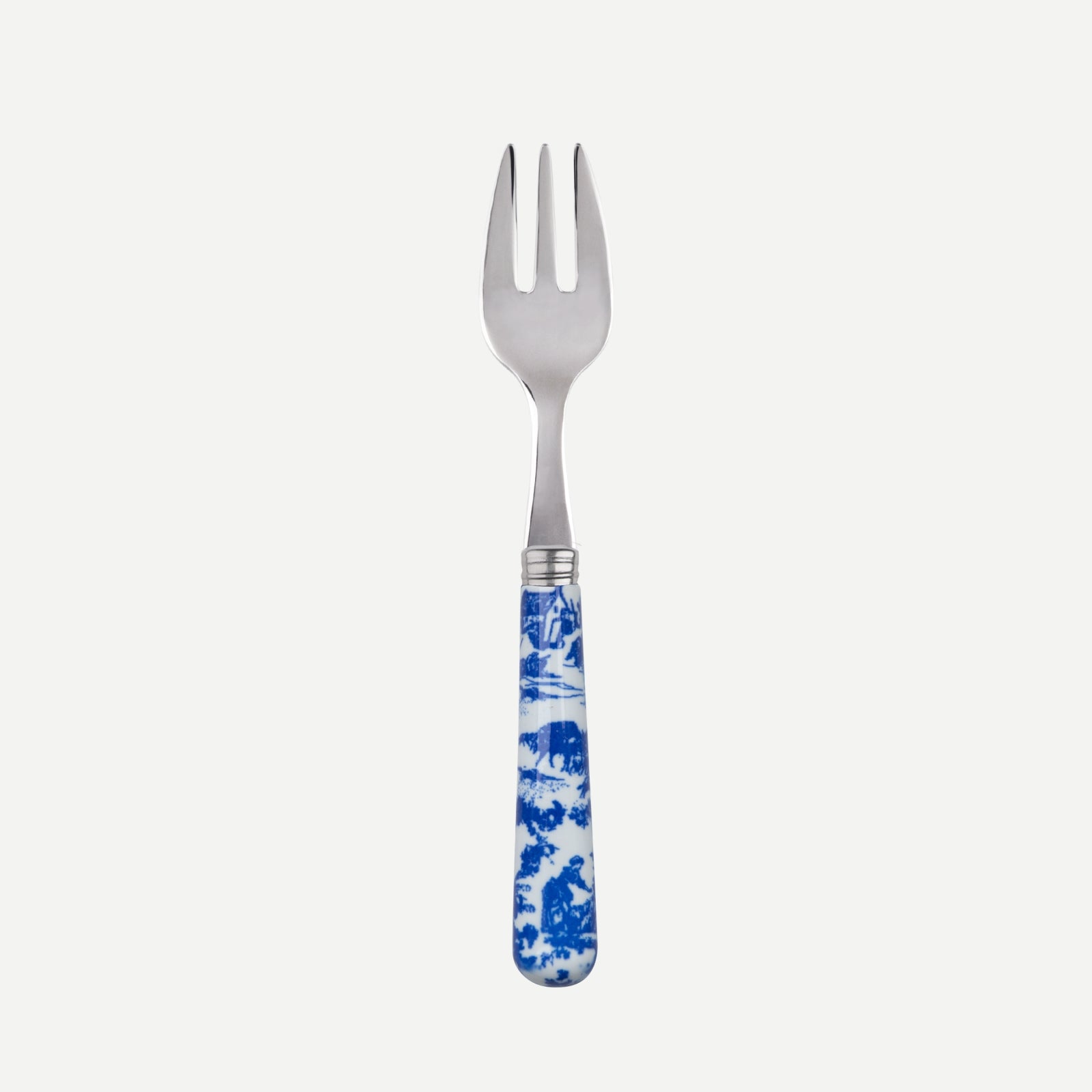 Oyster fork - toile de jouy - Blue