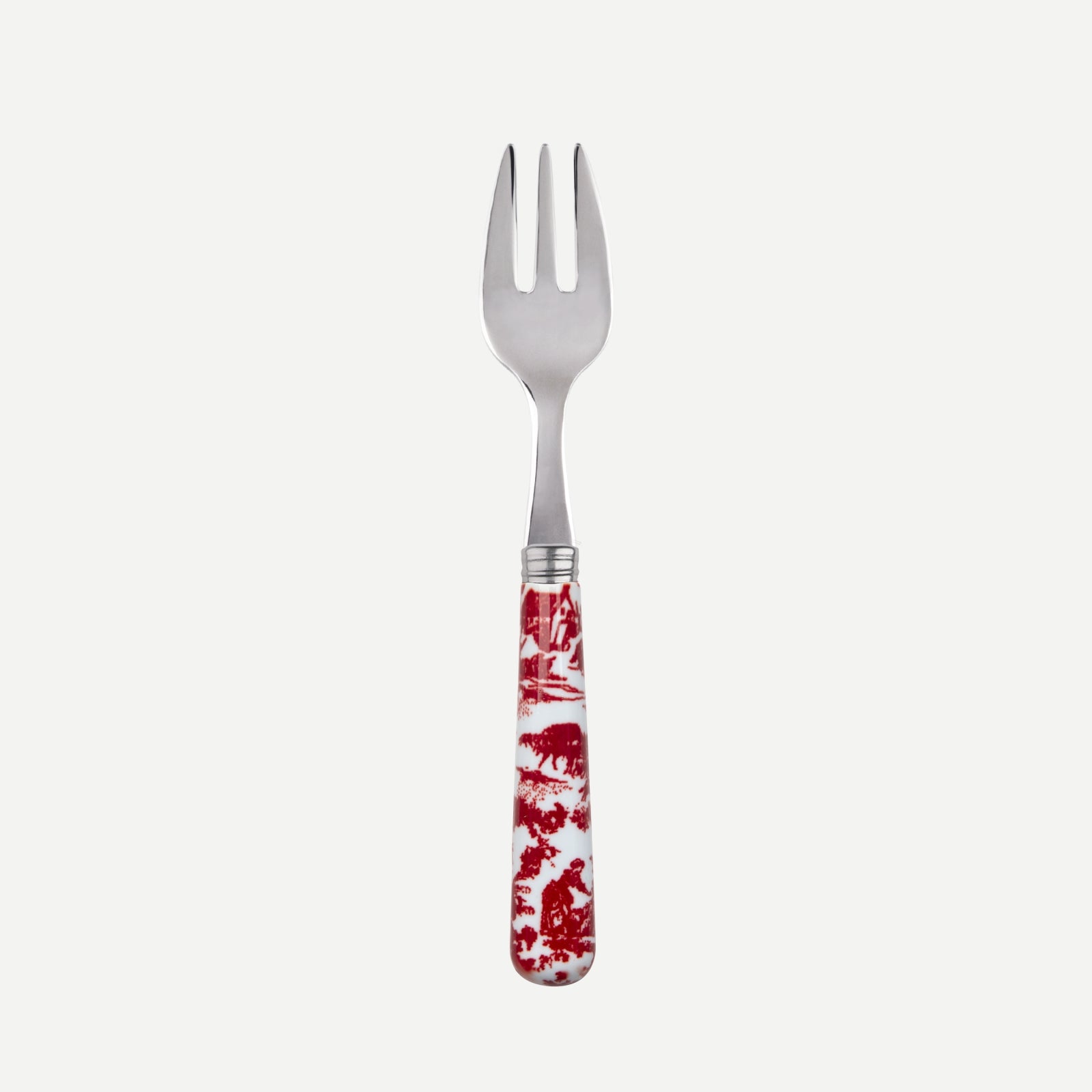 Oyster fork - toile de jouy - Red