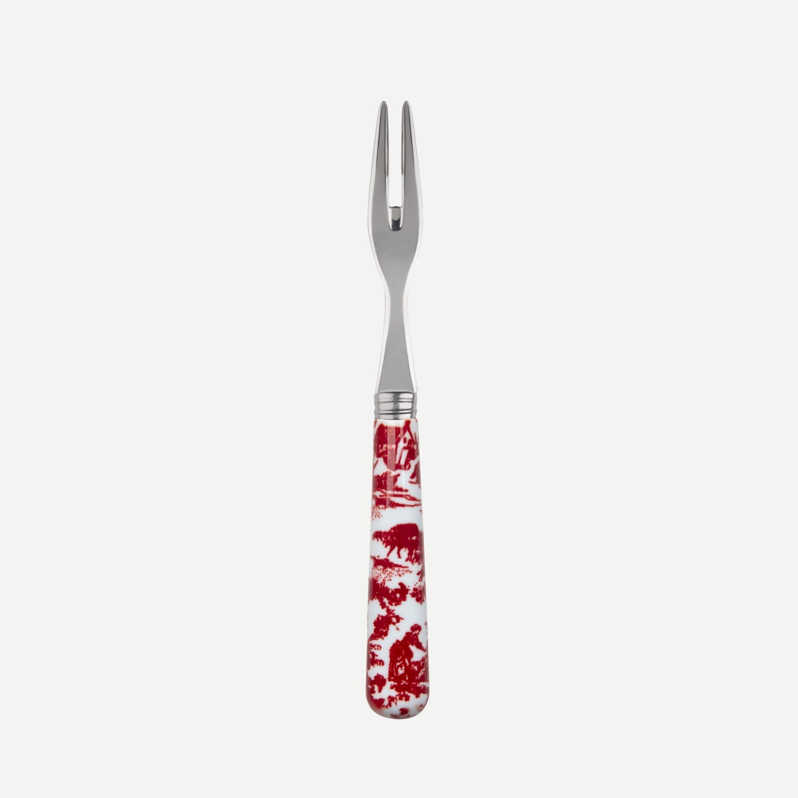 Cocktail fork - toile de jouy - Red