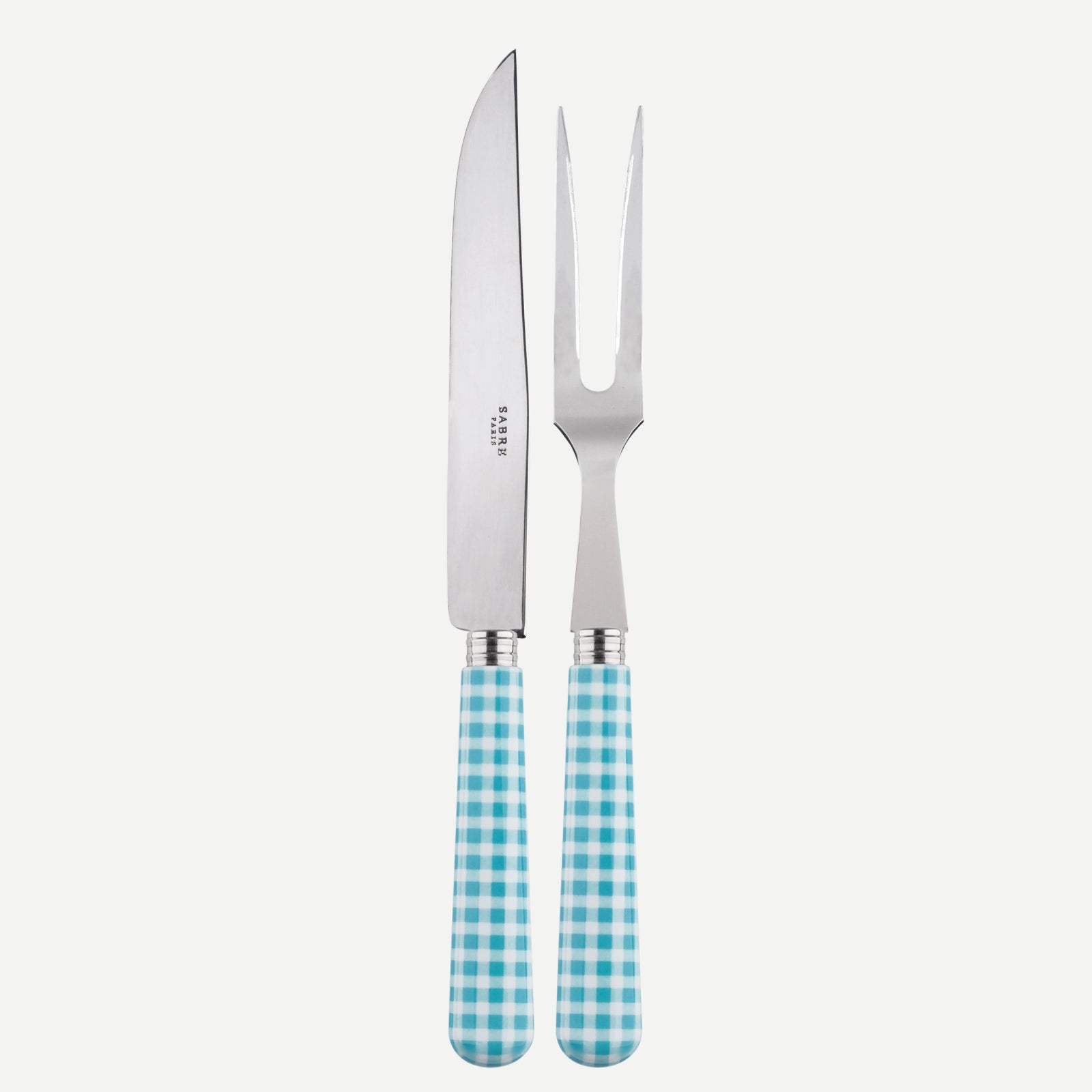 Carving set - Gingham - Turquoise