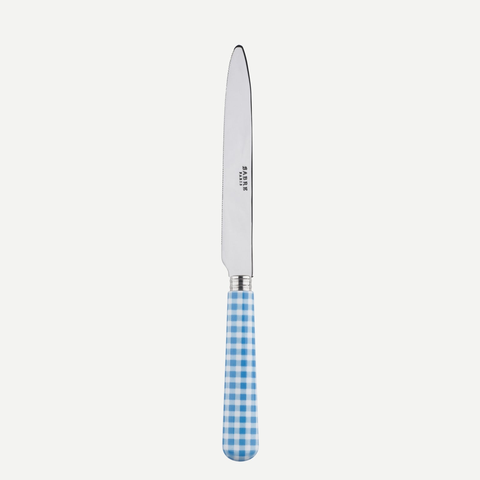 Serrated Dinner knife Blade - Gingham - Light blue