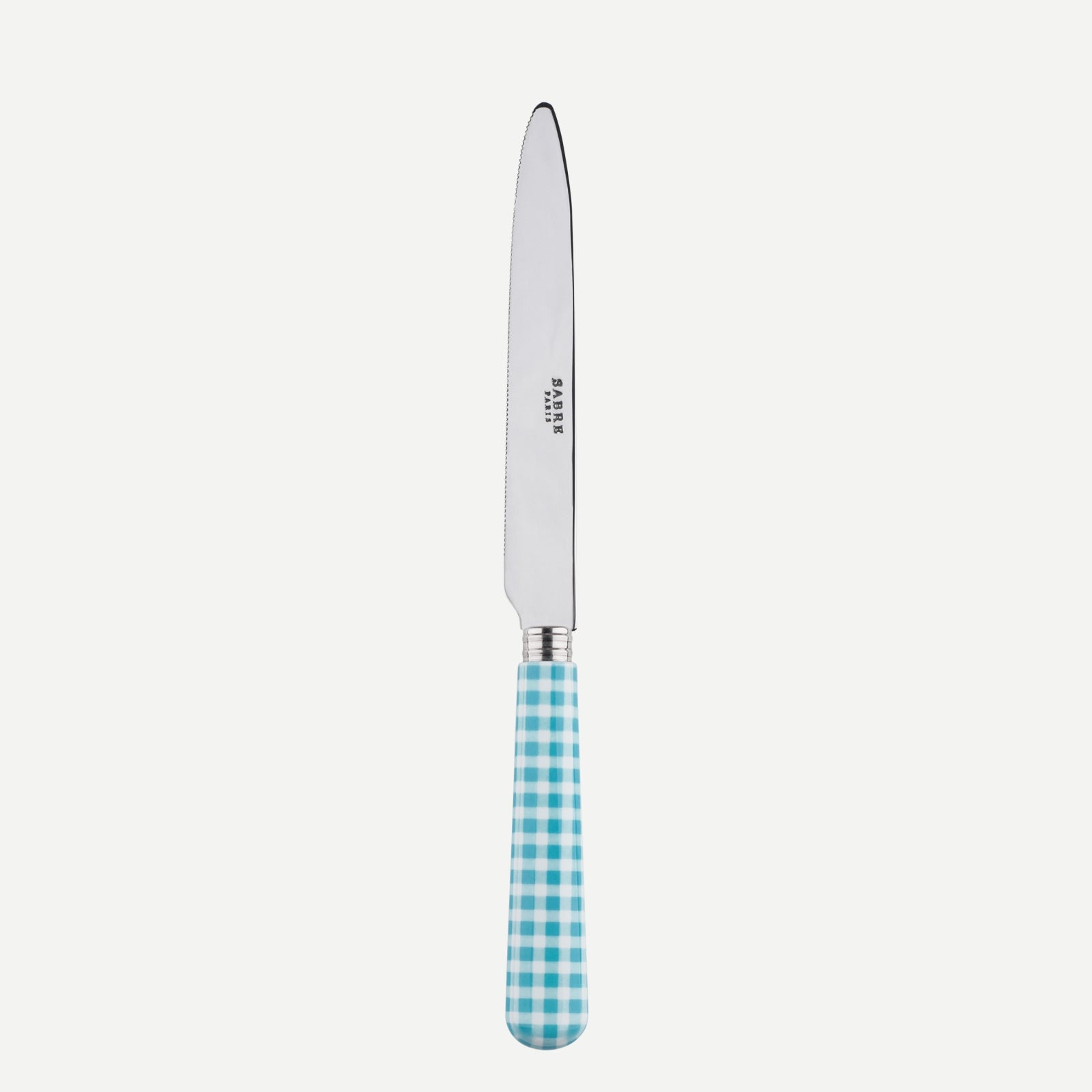 Serrated Dinner knife Blade - Gingham - Turquoise