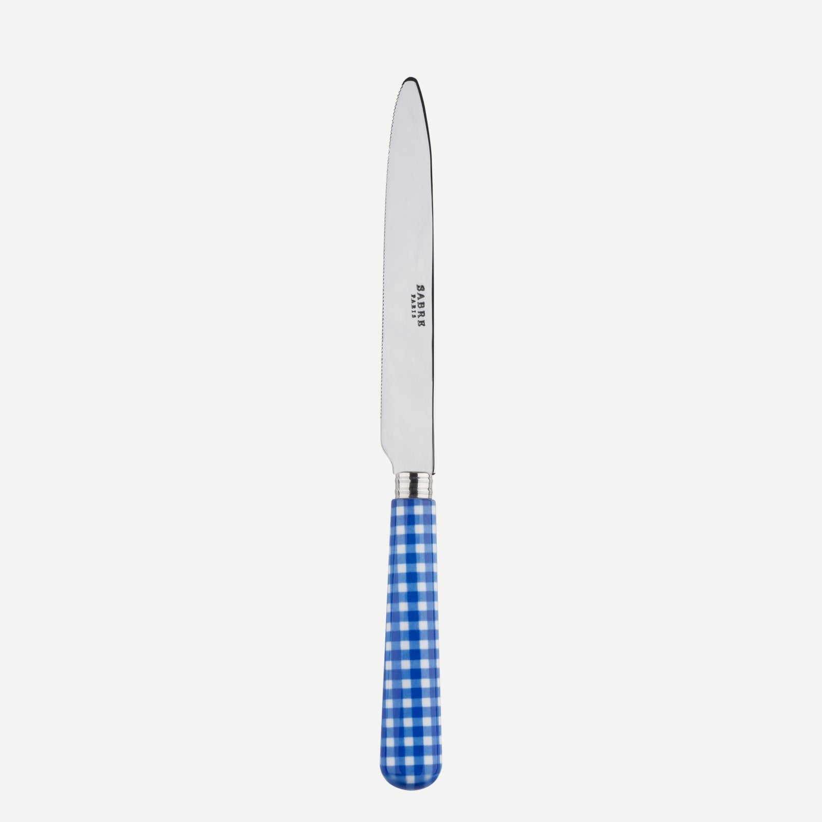 Serrated Dinner knife Blade - Gingham - Lapis blue