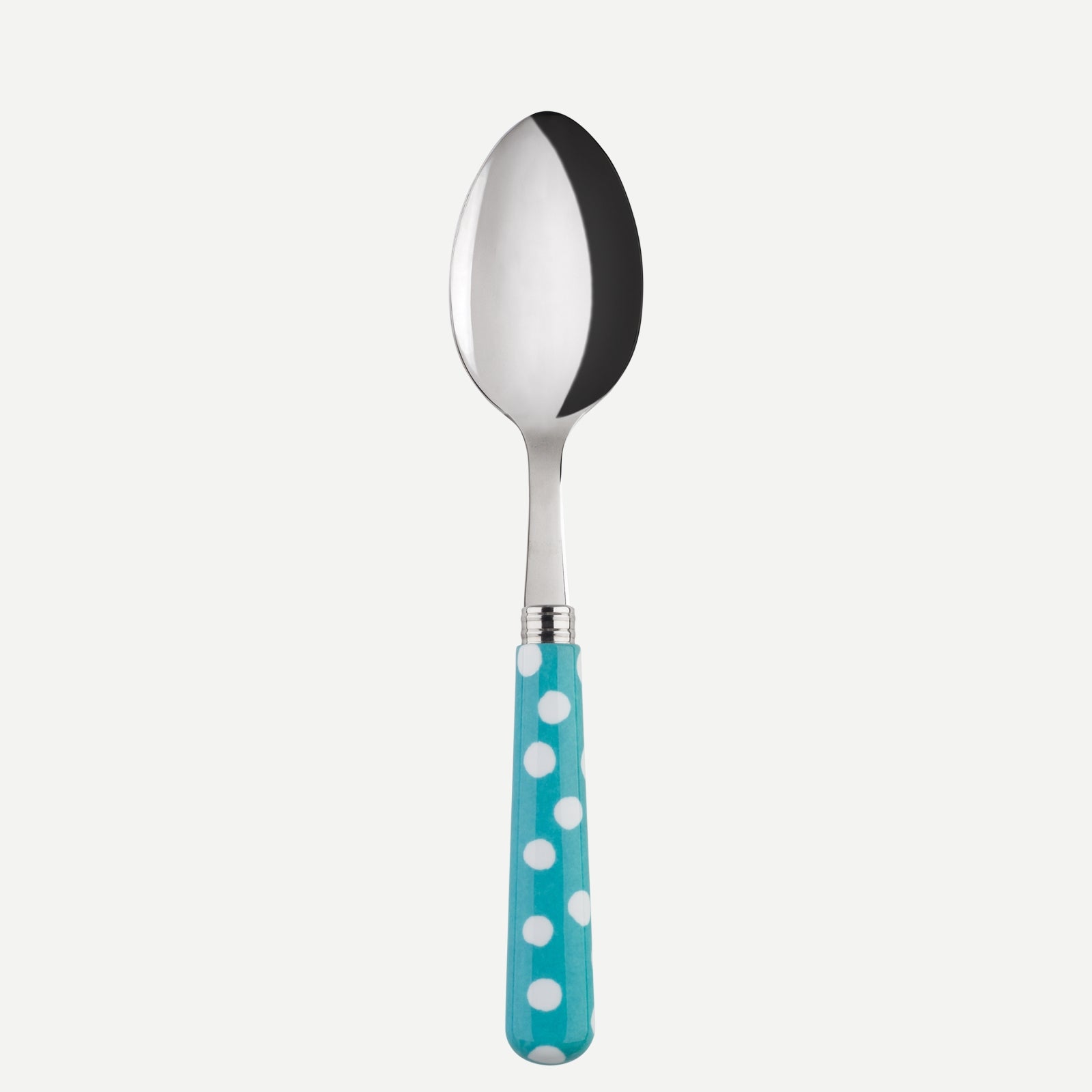 Soup spoon - White Dots. - Turquoise