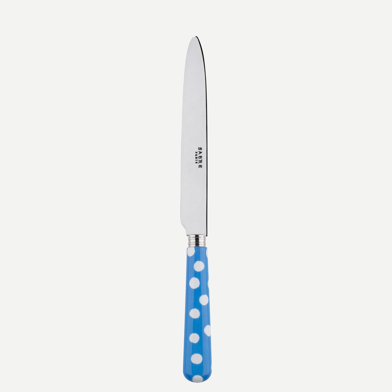 Dinner knife - White Dots. - Light blue