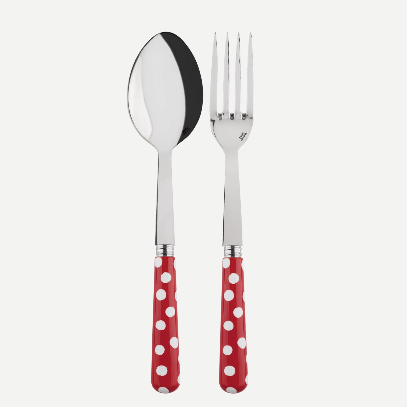 Serving set - White Dots. - Red