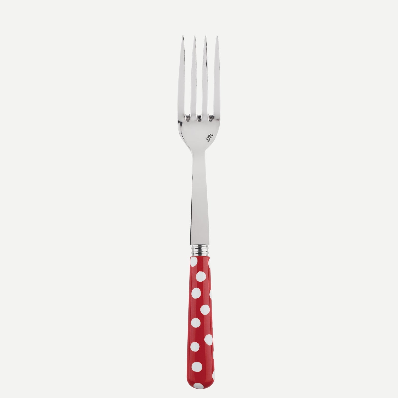 Serving fork - White Dots. - Red