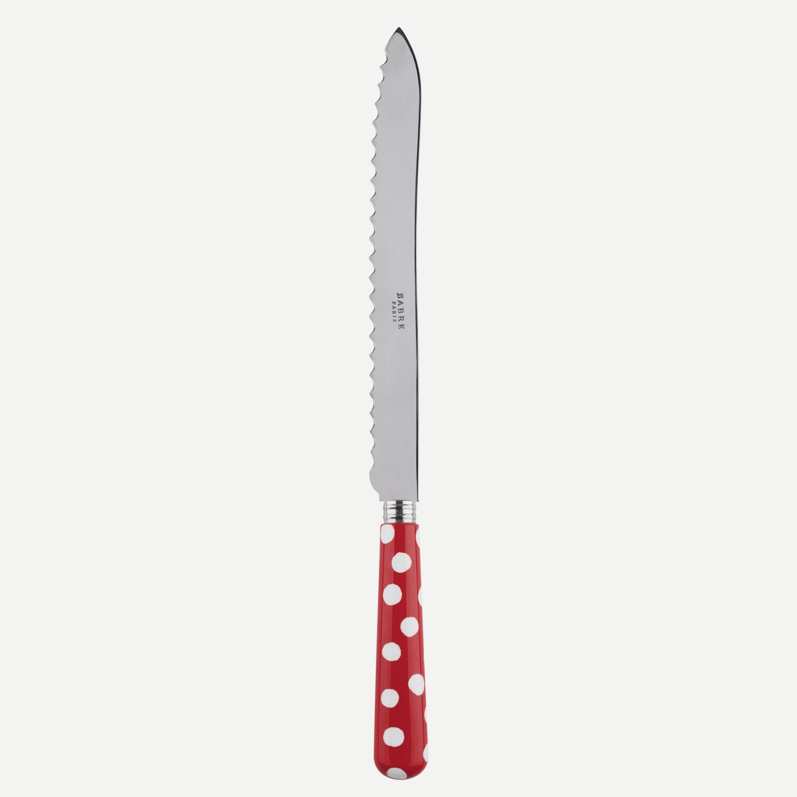 Bread knife - White Dots. - Red