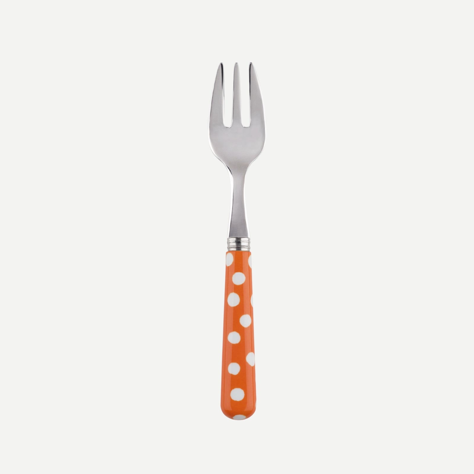 Oyster fork - White Dots. - Orange