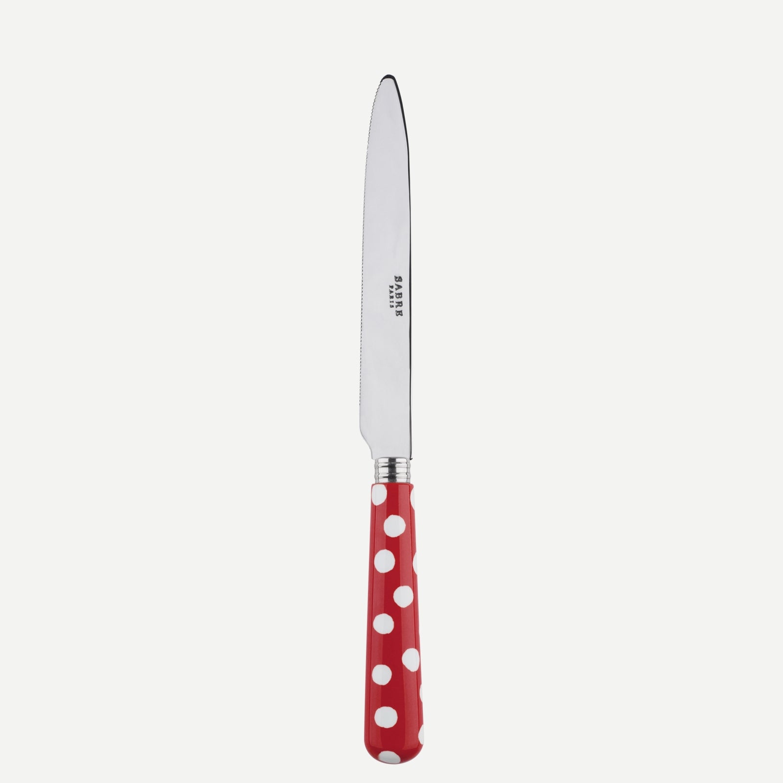 Serrated Dinner knife Blade - White Dots. - Red
