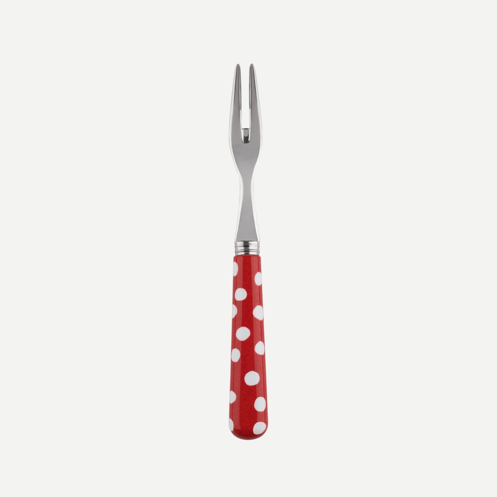 Cocktail fork - White Dots. - Red