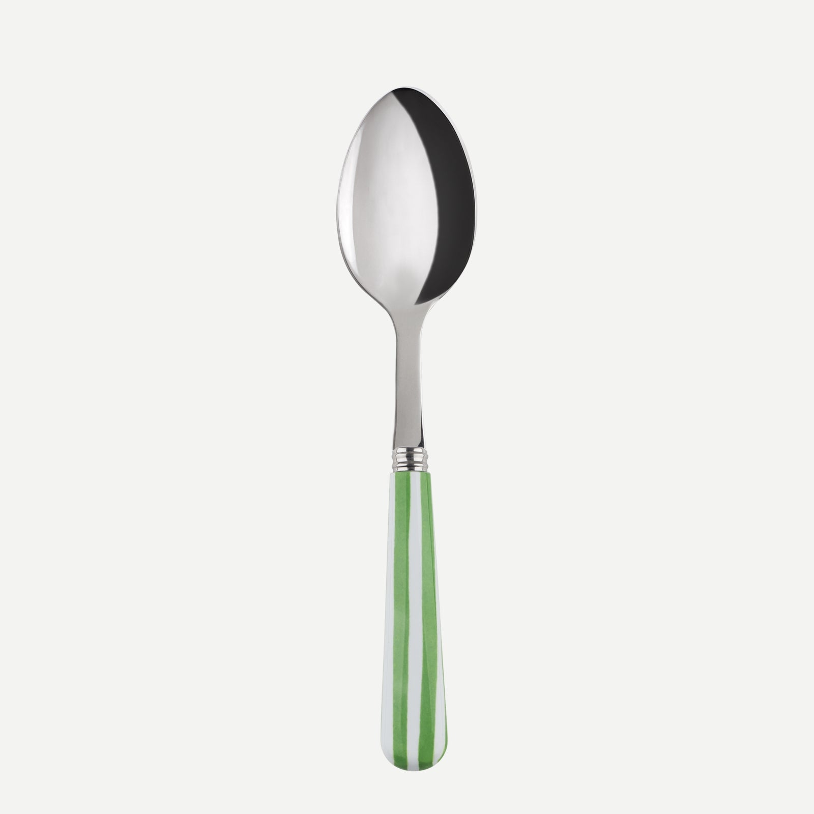 Dessert spoon - White Stripe - Garden green