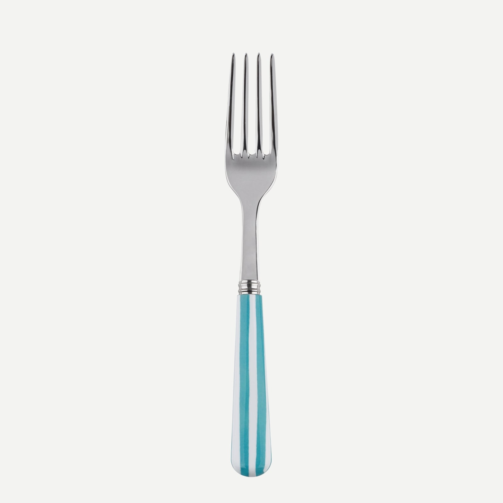 salad fork - White Stripe - Turquoise