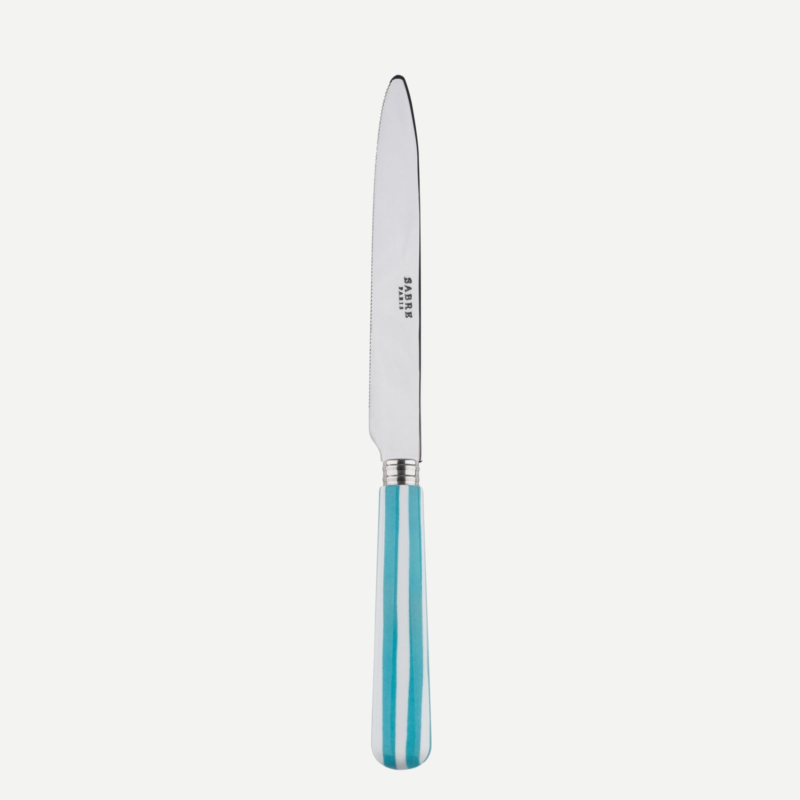 Serrated Dinner knife Blade - White Stripe - Turquoise