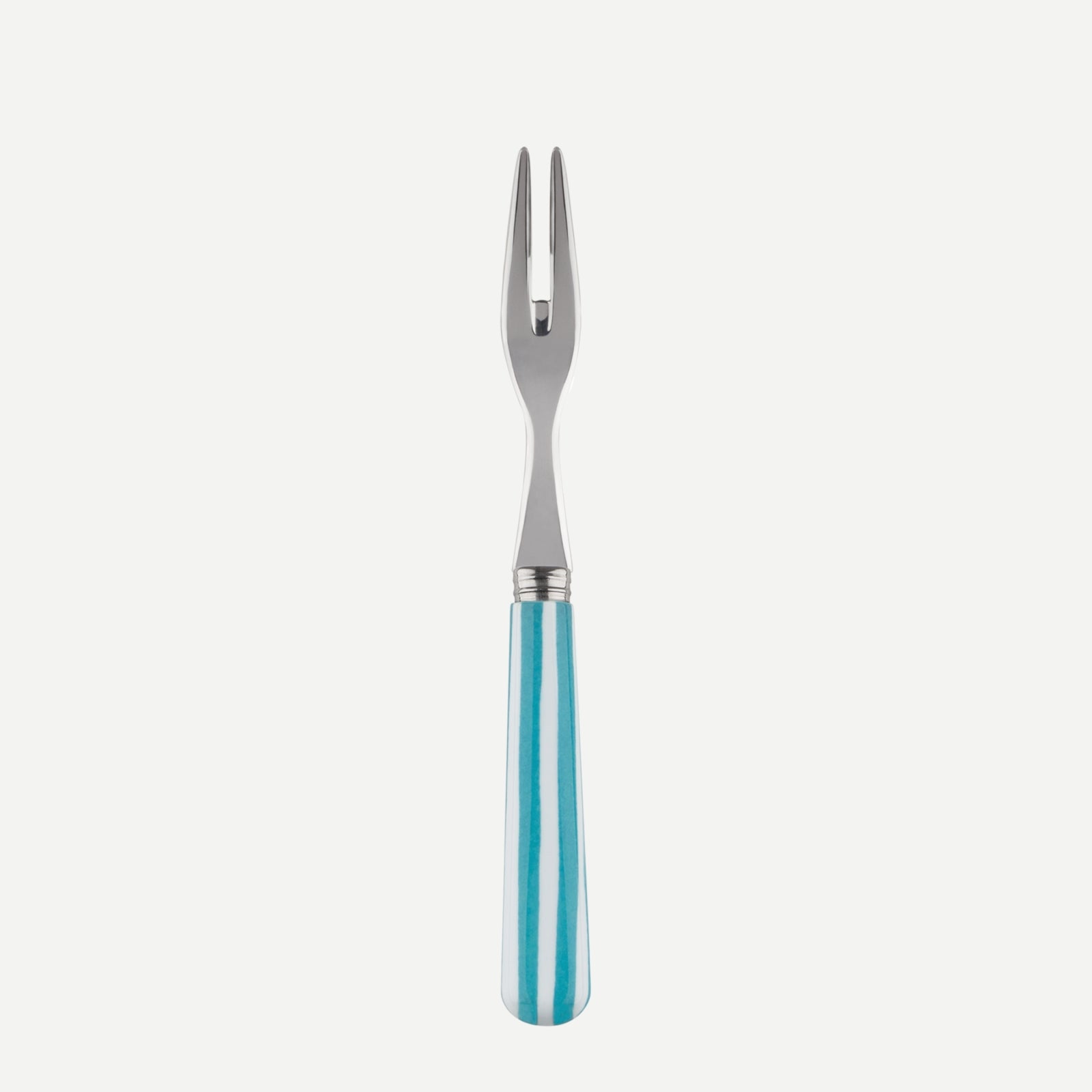 Cocktail fork - White Stripe - Turquoise
