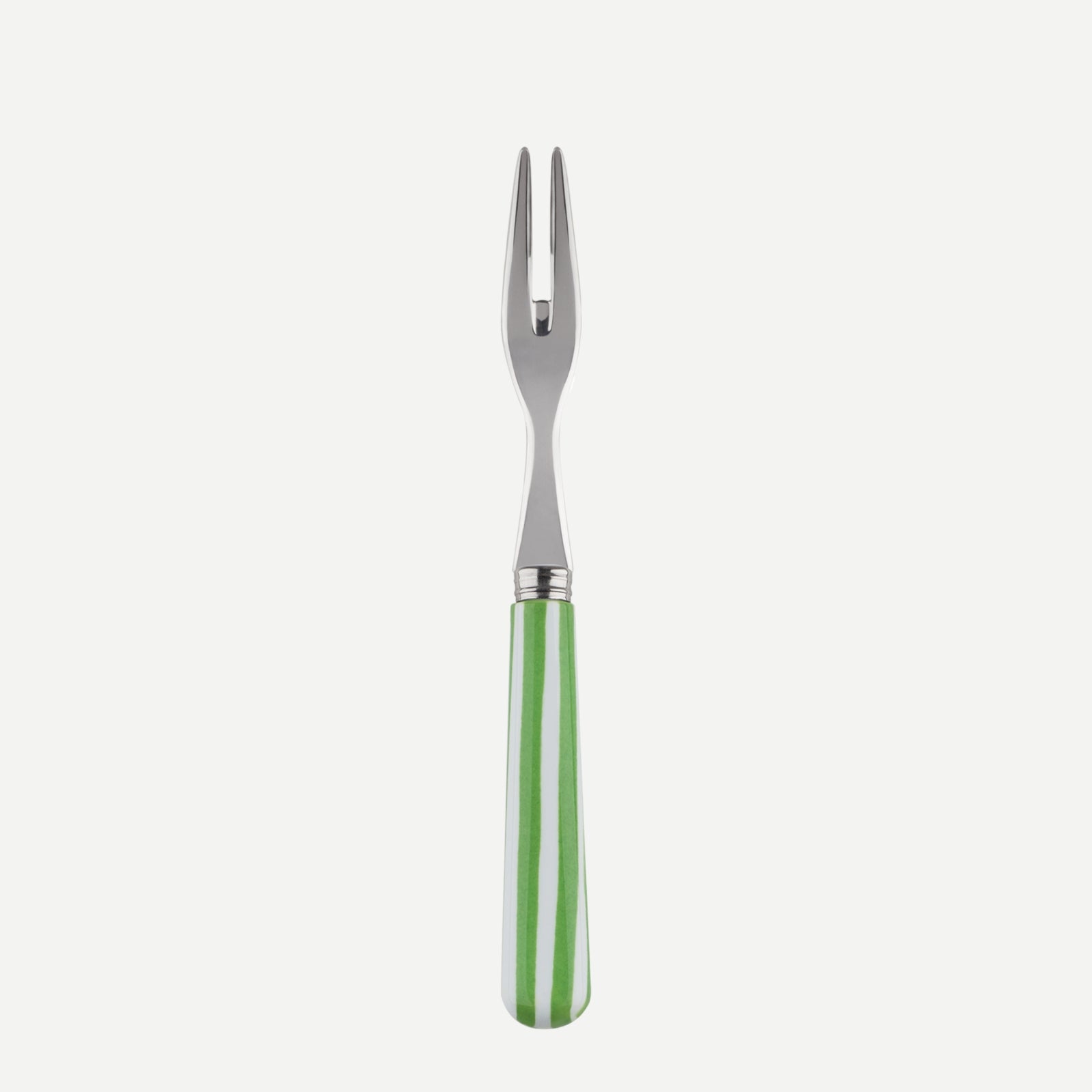 Cocktail fork - White Stripe - Garden green